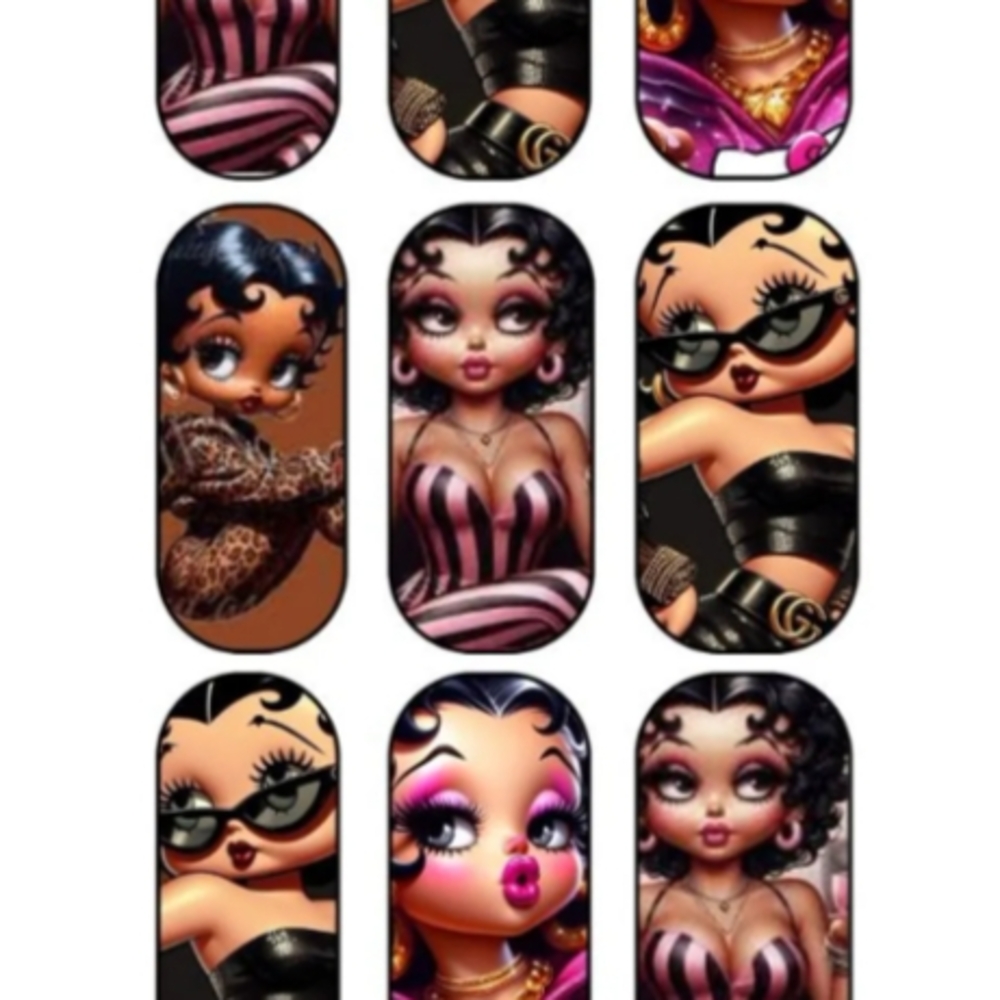 Betty Boop Nail Wraps - Pink and Black